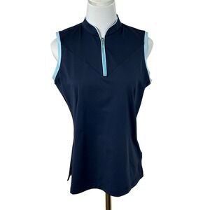 Adidas Golf Polo Sleeveless Navy Women's M ClimaCool 1/4 Zip Tank Top